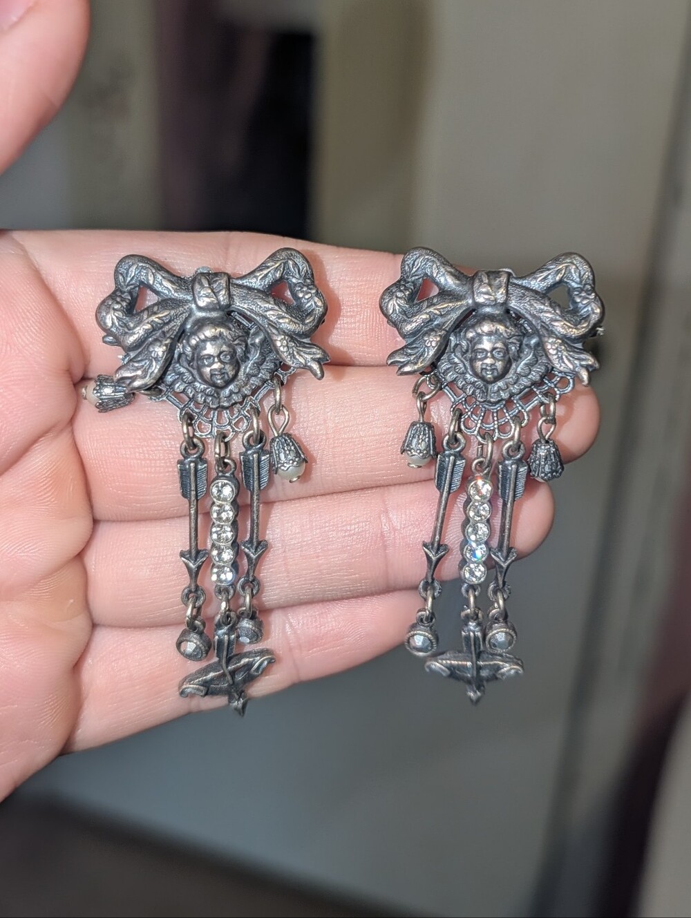 Kirks Folly Silver Angel Earrings w/Charms